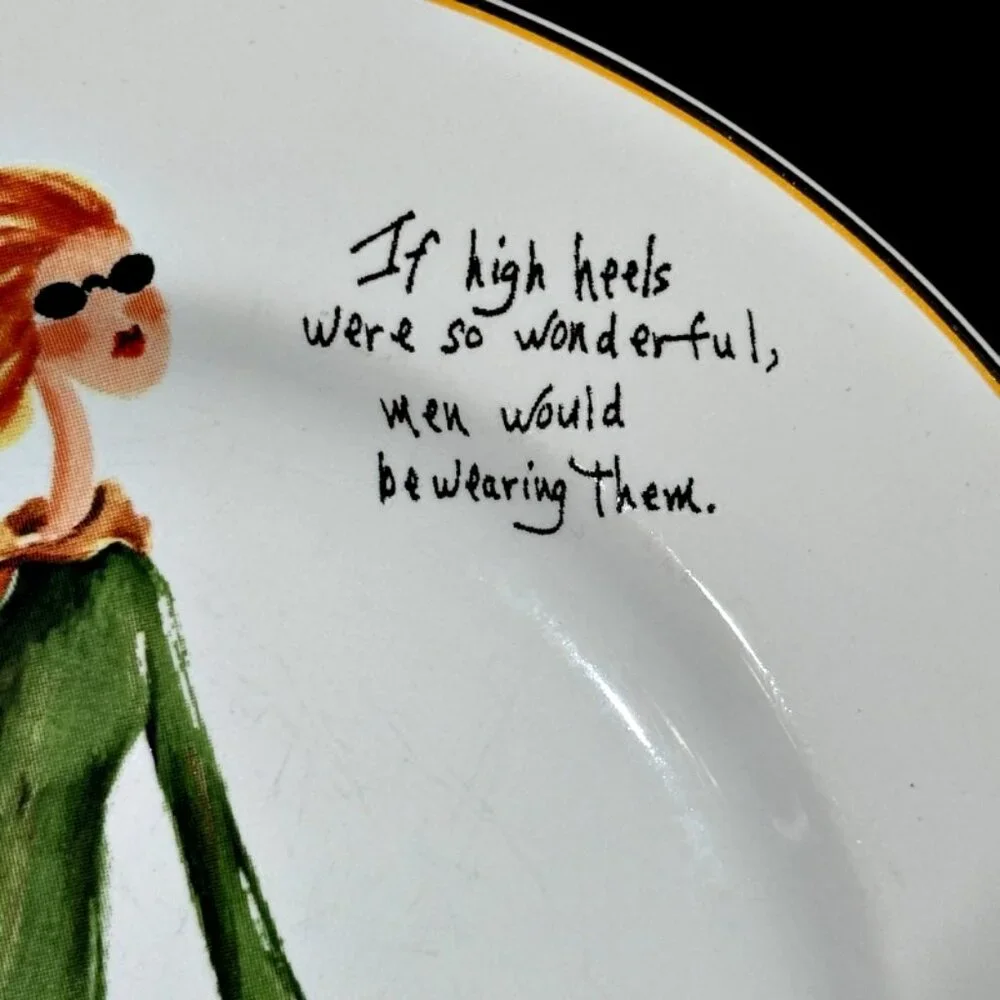 Sakura Spring Cleaning Salad Dessert Plates Set of 4 Stoneware Humorous Women